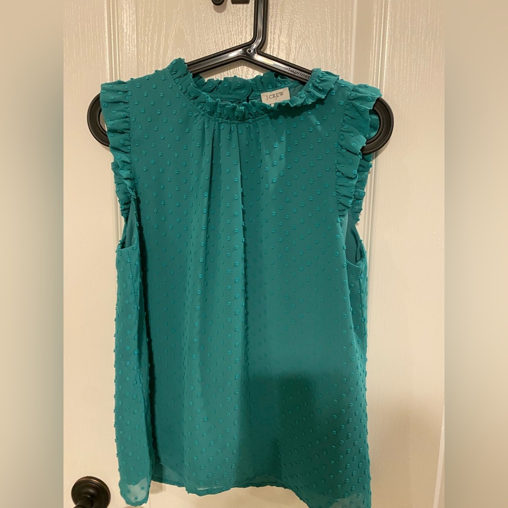 J. Crew Factory Women's Sleeveless Ruffleneck Top In Clip Dot